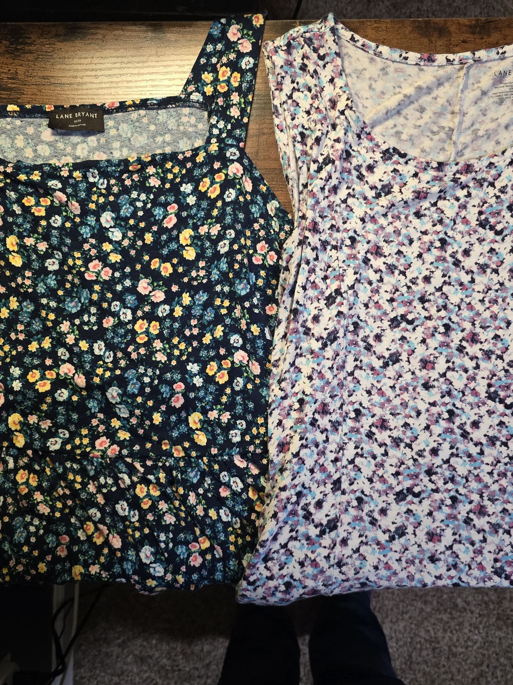 Lane Bryant Floral Tank Tops - Navy Floral 14/16